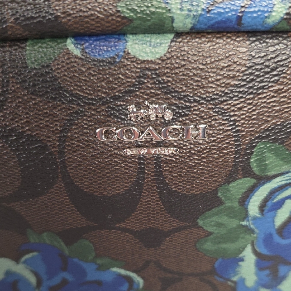 Coach Blue Rose Floral Bag F37566 NWOT - Picture 2 of 7